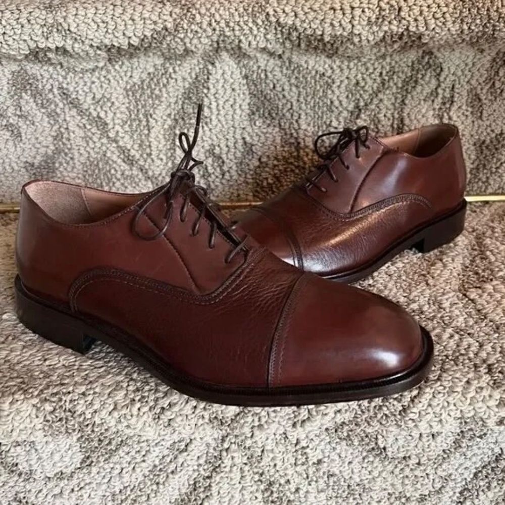 NWOB Men's Florsheim Imperial Cap Toe Dark Brown Leather Oxford Shoes Size 7.5 D